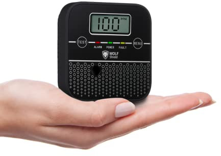 WOLF SHIELD Carbon Monoxide Detector CO Alarm Battery Sealed 10 Year Life Portable Mini CO Detector with Digital Display Test Silence Function for Home,Campervan,Car,Gas Equipment Room,Boats and More