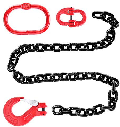 Jumbo-Shop Forstkette Schleifkette 8mm Rückekette - 1m Tragfähigkeit=2000kg SET - Anschlagkette Kettengehänge Krankette Güteklasse 8