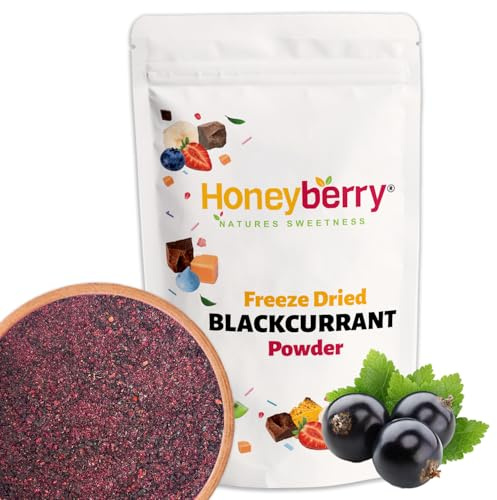 Polvo de Grosella Negra Liofilizada 100g — Casis en Polvo — Fruta Liofilizada en Polvo sin Aditivos — Colorante Natural Oscuro — Para Repostería, Batidos, Yogur, Muesli y Postres
