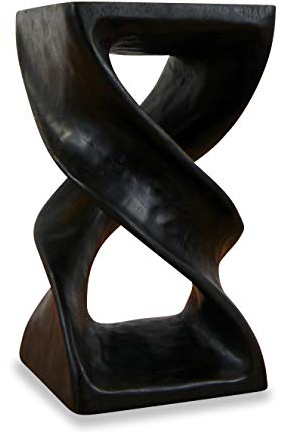 livasia Massivholzsäule doppelt gedrehtes Podest Beistelltisch (Handarbeit) Blumenhocker (schwarz)