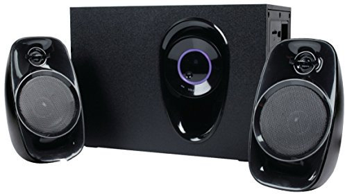DTL SUB 2.1 SPEAKER SYSTEM inc Sub-Woofer, 320 Watt PMPO, Built-in Radio, MP3 Music Play-back USB Stick & SD Card, Compatible with Steepletone Music Centres, Record Player Turntables, Computers, etc