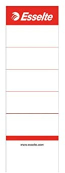 Esselte Étiquettes de Remplacement pour Classeurs à Levier en Plastique avec Dos 75 mm, Court et Large, 50 x 158mm, Carton, 810801, Blanc, Lot de 10 Étiquettes