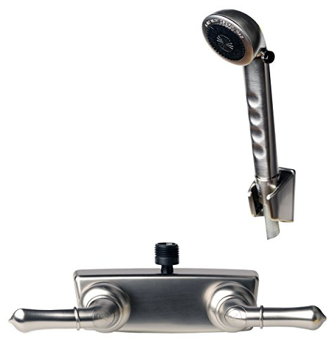 Builders Shoppe RV/Wohnmobil Ersatz nichtmetallischen Zwei Griff Dusche Wasserhahn Ventil Umschalter mit passenden Handbrause-Set Brushed Nickel Finish