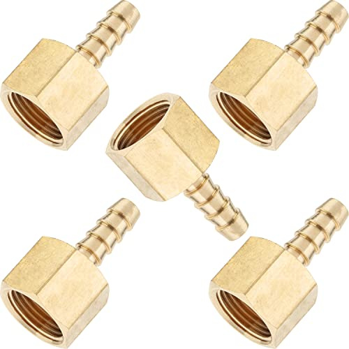 LTWFITTING 3/8 Hembra BSPP x 1/4(6mm) Latón de hembra de adaptador/conector de manguera de lengüeta de combustible, gas, agua (5 piezas)
