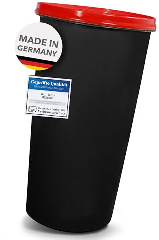 Will-Jeder Mülleimer 60l mit geruchsdichtem Deckel (Rot), Gelber Sack Ständer, Made in Germany, Müllsackständer ermöglicht rissfreie Säcke