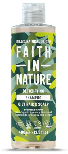 Faith In Nature Natural Seaweed & Citrus Shampoo, Detoxifying for Oily Hair & Scalp, Vegan & Cruelty Free, No SLS, Silicones or Parabens, 400ml