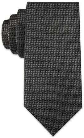 Calvin Klein Men's Black Tie, Black Gingham, One Size