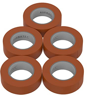 5 rollos VDE cinta aislante eléctrica PVC cinta adhesiva 15mm x 10m DIN EN 60454-3-1 color: marrón