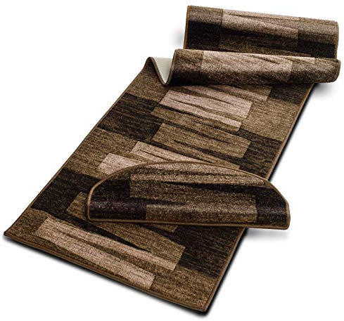 casa pura Stufenmatten innen selbstklebend rechteckig braun 15 Stück Treppenstufen Matten 65 x 23,5cm, modernes Design Stufenteppich (Via Veneto)