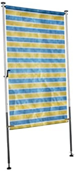 ANGERER Balkonsichtschutz Standard gelb-blau, 150 cm | Senkrechtmarkise für Sicht- & Sonnenschutz, Montage ohne Bohren, ideal für Mietwohnungen, Made in Germany, Bezug PE-Gewebe
