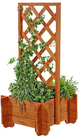 Melko Spalier mit Pflanzkasten 50x50x100 cm Pflanzkübel Blumenkübel Rankhilfe Rosenbogen Pflanztrog Braun