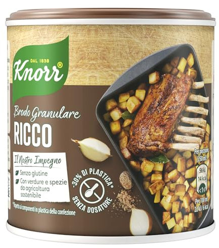 Knorr Brodo Granulare Ricco, Senza Glutine e Lattosio, con Pochi Grassi, Ideale per il Tuo Ragù e Carne alla Griglia, 150g