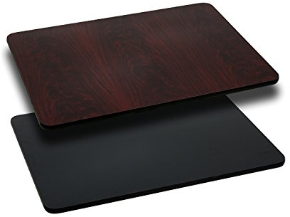 Flash Furniture 42x24 Reversible Table Top, Black/Mahogany
