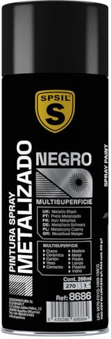 Spsil 8686 Bombe de peinture Noir métallisé 200 ml -