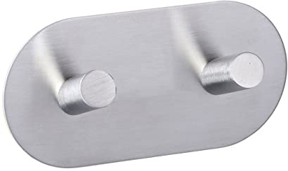 WENKO Wandhaken Duo Edelstahl matt - selbstklebend, Edelstahl rostfrei, 10 x 5 x 2.8 cm, Matt