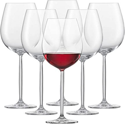 SCHOTT ZWIESEL Copa de vino tinto burdeos Diva (juego de 6), vasos bulbosos de color burdeos para vino tinto, vasos de cristal Tritan aptos para lavavajillas, fabricados en Alemania (número de artículo 104095)