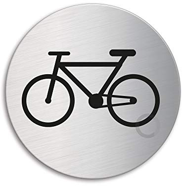 Señal pictograma en acero inox Ø 75mm No.39240 Bicicletas espacio