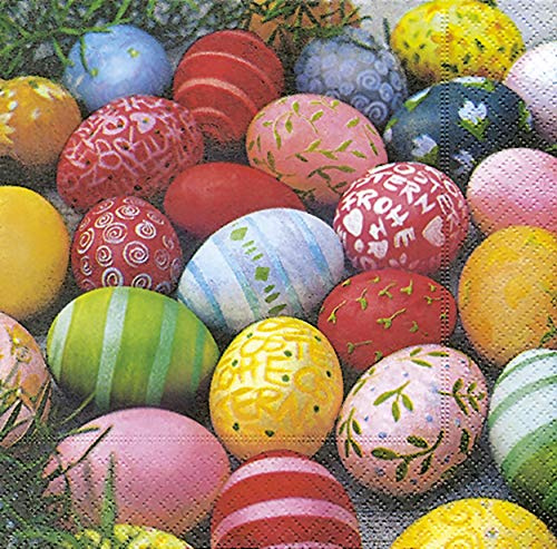 20 Servietten Colourful Eggs Farbenfrohe Ostereier/Ostern/Frühling 33x33cm