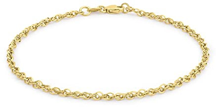 CARISSIMA Women's 9 ct Yellow Gold Hollow 2.1 mm Diamond Cut Prince of Wales Chain Bracelet of Length 18 cm/7 Inch