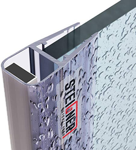 STEIGNER Joint de douche pour paroi en verre, 201cm, vitre 6/7/8mm, joint d’étanchéité magnétique PVC, UKM02, 1 pièce