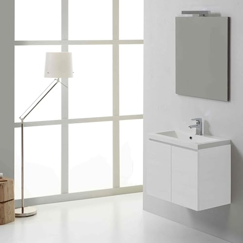 KIAMAMI VALENTINA - Möbelset für kleine Badezimmer 60x39cm, Holzoptik weiß | Manhattan