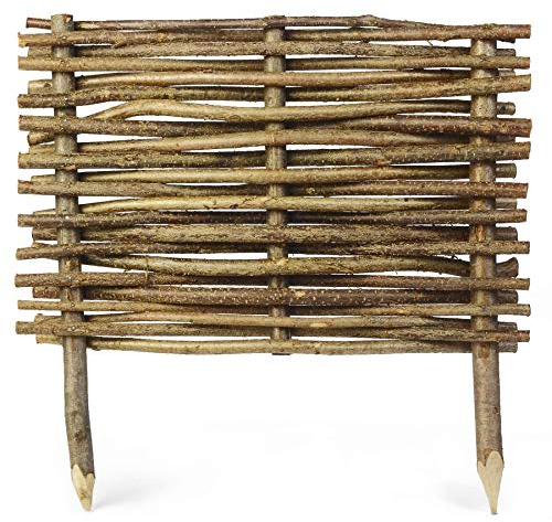 WEIDENPROFI Beeteinfassung, Gartenzaun aus Haselnuss, Größe (BxH): 60 x 40 cm, Höhe inkl. Staken ca. 60 cm