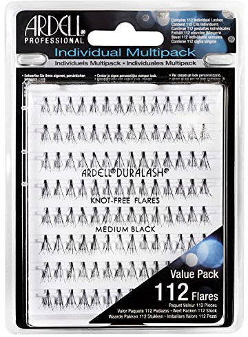 Ardell Duralash Pestañas Postizas Individuales Sin Nudo - Color Negro - Longitud Media| Individual Multipack 110 Black | Contiene 112 Pestañas Individuales