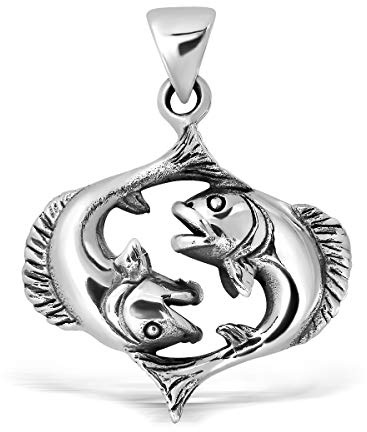 WithLoveSilver Anhänger Sprechender Silber Sternzeichen Horoskop FISCHE, oder die Fische (20 Februar – 20 MAR) Anhänger