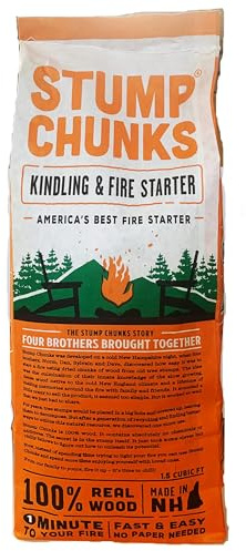 Stump Chunks: SC-15 1.5 Cu Ft Kindling & Fire Starter - Natural Fire Kindling Wood Sticks & Firewood Starter - Firestarter Sticks from Recycled Tree Stumps - Large Bag
