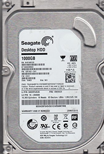 ST1000DM003, W4Y, WU, PN 1ER162-541, FW CC61, Seagate 1TB SATA 3.5 Hard Drive