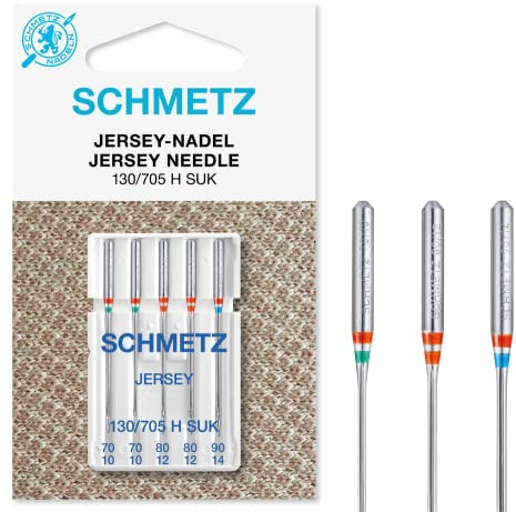 SCHMETZ | 5 Nähmaschinennadeln | Jersey | 130/705 H SUK | Nadeldicke 70/10-90/14 | auf jeder gängigen Haushaltsnähmaschine einsetzbar