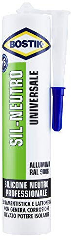 UHU D2666 Bostik SIL-NEUTRO alluminio RAL 9006 300ml Silikon-Dichtstoff, Aluminium