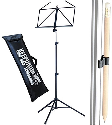 K&M 10065 Black Notenständer Schwarz + Bleistifthalter + keepdrum Tasche
