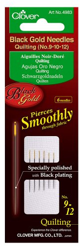 Clover Needles, Quilting No.9/ No.10/ No.12, Black/Gold