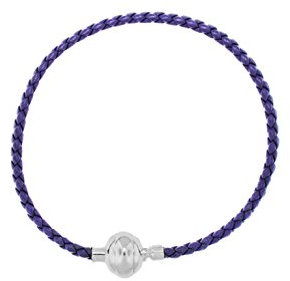 Tuscany Silver Charms Unisex Silber Magnetisch Bettelarmband - Lila Geflochtenes Leder 19cm/7.5zoll