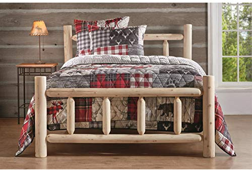 CASTLECREEK Cedar Log Queen Bed with Headboard and Footboard, Rustic Natural Unfinished Wooden Bed Frames