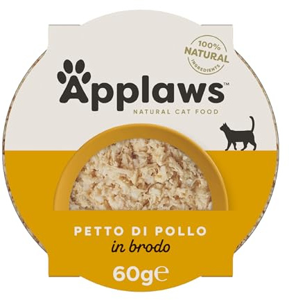 Applaws 100% nourriture humide naturelle pour chats adultes, blanc de poulet avec riz en bouillon - 10 pots de 60g