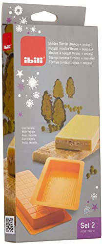Ibili 793501 - Confezione con 2 stampi per Torrone (con Fondo a cubetti o a Strisce) in polietilene