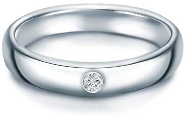 Trilani Damen Ring 925/- Sterling Silber | rhodiniert, Bandring, Zirkonia, weiß, Brillantschliff