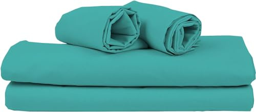 Corredocasa Completo Lenzuola Matrimoniale in Microfibra Alta qualità Made in Italy – Completo Letto, Lenzuolo sopra, Coppia Federe, in Tinta Unita, Leggero e Morbido (Verde Acqua)