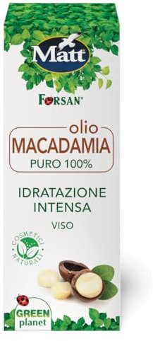 Matt Forsan, Olio di Macadamia, Idratazione Intensa Viso, Rigenerante, Ristrutturante, Nutriente e Anti Età per Viso e Collo, Puro 100% di Origine Naturale, 100 ml