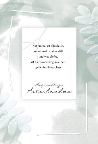 KE - Beileidskarte mit Umschlag, B6 Format (17,1 x 11,7 cm), einfühlsame Trauerkarte, hochwertige Klappkarte - Motiv: Erinnerung