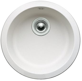 BLANCO RONDO | Granitspüle aus SILGRANIT weiß | Einbauart: Einbau von Oben | Ø 45 cm | für 45 cm breite Unterschränke | Die runde individuelle Lösung für kleine Küchen