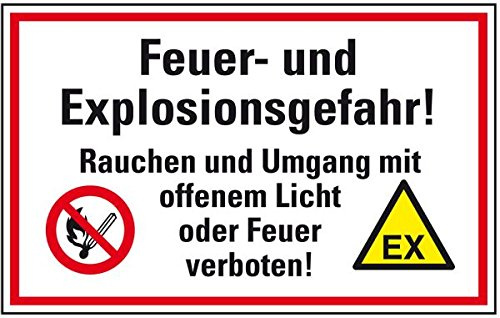 LEMAX® Hinweisschild Feuer- und Explosionsgefahr!..., Kunststoff, 300x200mm