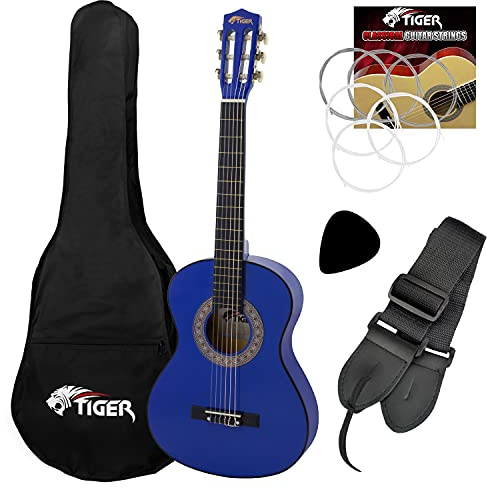 TIGER CLG4 Pack guitarra clásica 3/4 zurdos azul