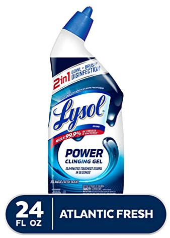 Lysol Power Toilet Bowl Cleaner Gel, For Cleaning and Disinfecting, Stain Removal, 24oz