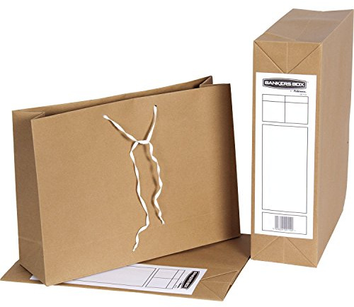 BANKERS BOX 25 Storage Bags - Manila Paper Bag with Handle - 101 x 356 x 254mm - Pack of 25