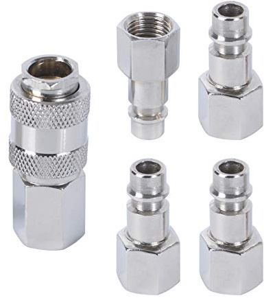 Ribimex Pracr05/B Set Raccordi Rapidi Aria Compressa, Grigio, 5 Pezzi