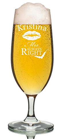Leonardo Bierglas 0,3l - Pilstulpe Personalisiert mit Gravur - Geschenk-Idee für Frauen - Motiv Mrs. Always Right