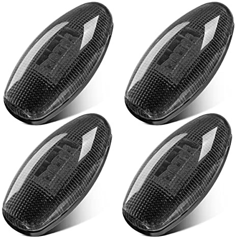 Partsam Dually LED Fender Bed Side Marker Lights Set Smoke Lens Replacement For Silverado and Sierra 1999-2013 Dually 2500 3500 HD Dual Wheeler Trucks (2 x Amber, 2 x Red)